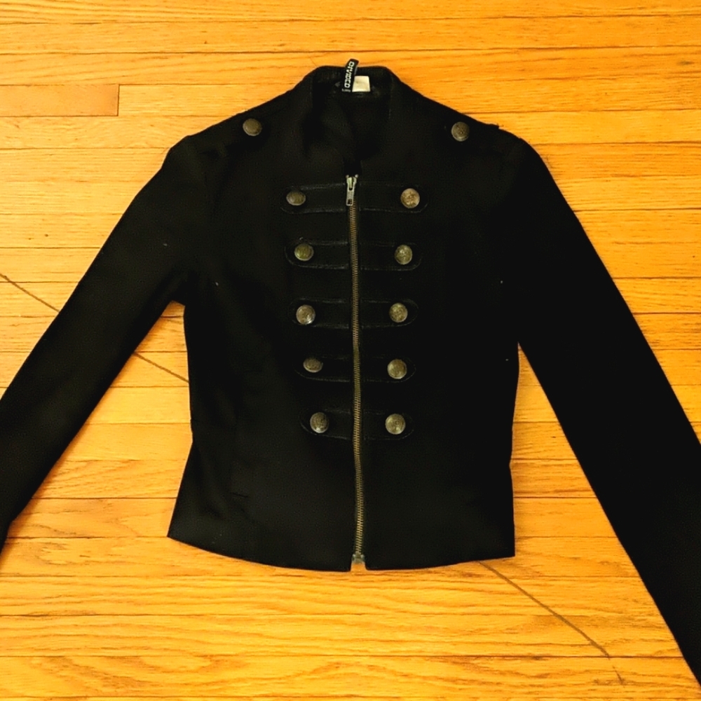 Military Style Zippered Black Jacket/Blazer sz 4